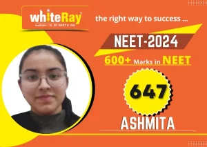 Ashmita, NEET 2024 student who scored 647 at WhiteRay Institute on the service page