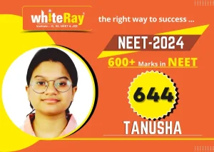 Tanusha, NEET 2024 student who scored 644 at WhiteRay Institute on the service page