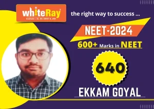 Ekkam Goyal, NEET 2024 student who scored 640 at WhiteRay Institute on the service page