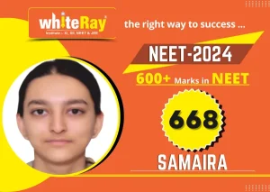Samaira, NEET 2024 student who scored 668 at WhiteRay Institute on the service page
