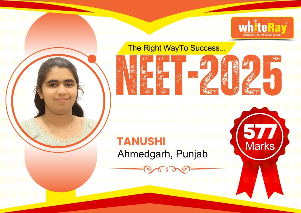Tanushi scored 577 in NEET 2025 after preparing with WhiteRay Institute, showcasing strong results from top NEET coaching in Chandigarh.