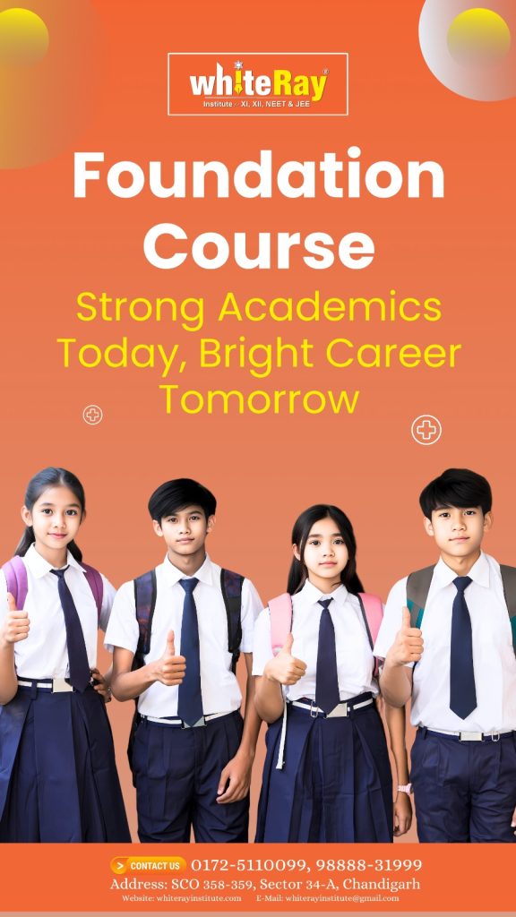 Foundation course banner for WhiteRay Institute offering top foundation coaching in Chandigarh for Classes 9 and 10 students.
